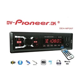 Автомагнитола DV-Pioneeir ok DEH-MP 267, bluetooth, пульт, 2usb, aux, fm