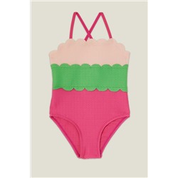 Angels By Accessorize Girls Pink Colourblock Swimsuit