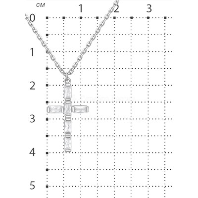 Колье крест из серебра с фианитами родированное 925 пробы 441-10-409р