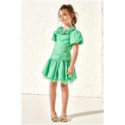 Angel & Rocket Roxie Green Rose Corsage Top