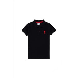 Черная базовая футболка с воротником-поло для мальчиков Неожиданная скидка в корзине