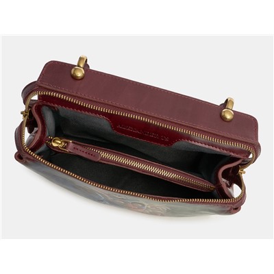 Бордовая кожаная сумка с росписью из натуральной кожи «W0042 Bordo Рафики»
