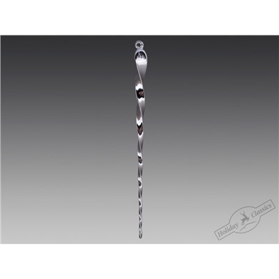 Сосулька витая серебряная глянцевая (стекло), 25 см