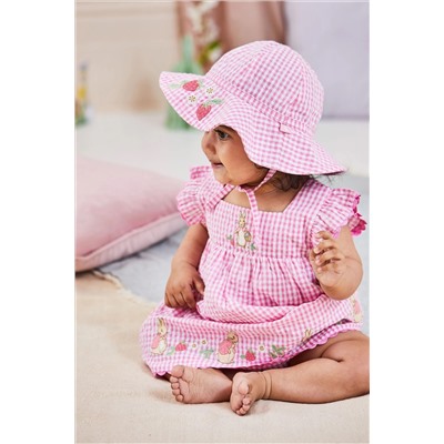 JoJo Maman Bébé Peter Rabbit Embroidered Summer Dress And Hat Set 2-Piece