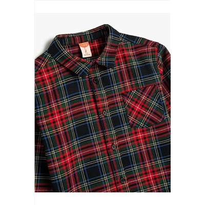 Рубашка лесоруба на пуговицах с длинными рукавами и карманами на новогоднюю тему для мальчика 4WMB60032TW 23k001463c0014