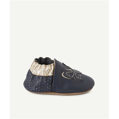 ROBEEZ
 LES CHAUSSONS BLEU MARINE EN CUIR AVEC PAPILLONS