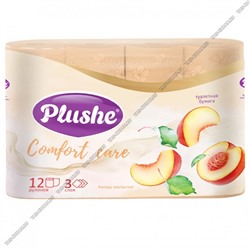 Туалетная бумага ароматизированная "Plushe. Comfort Care/Медовый нектарин" 3-х слойная,12шт по 15м в упаковке, (12)