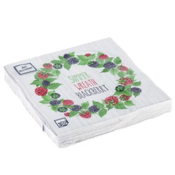 Салфетки бумажные "Art Bouquet" 33х33см, 3-х слойные, 20 штук в упаковке, 100% целлюлоза, "Ежевичный венок" (Россия)