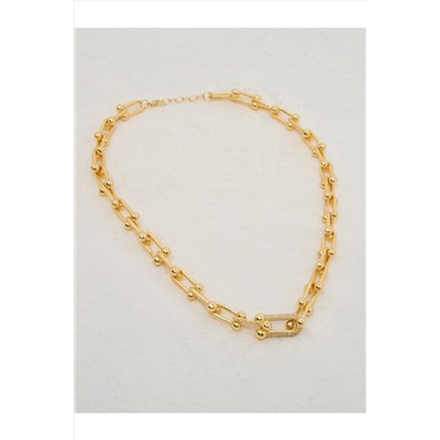 Ожерелье на толстой цепочке с золотыми блестками
