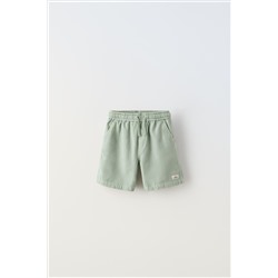 COTTON BLEND BERMUDA SHORTS WITH LABEL