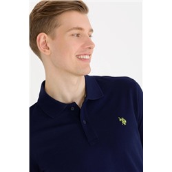 Мужская темно-синяя базовая футболка с воротником-поло Неожиданная скидка в корзине