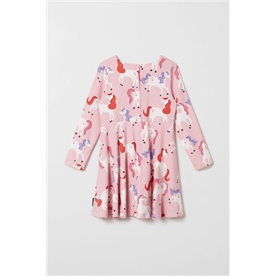 Polarn O Pyret Pink Organic Unicorn Print Dress