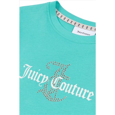 Juicy Couture Classic Fit Girls Blue Diamante T-Shirt