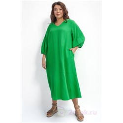 3660 - Платье льняное зеленое с оборкой арт.3660 AVERI