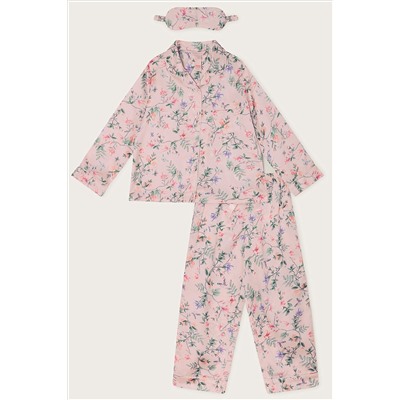 Monsoon Pink Hydrangea Satin Pyjama Set