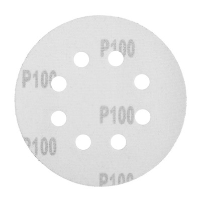 Круг абразивный шлифовальный под "липучку" ТУНДРА, перфорированный, 125 мм, Р100, 10 шт.