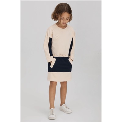 Reiss Elsa Cotton Jersey Blend Crew Neck Dress