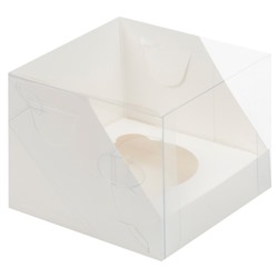 Коробка для капкейков с ложементом и пластиковой крышкой Белая, в ассортименте