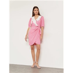Платье с декоративным воротником  цвет: Розовый PL1413/axilla | купить в интернет-магазине женской одежды EMKA