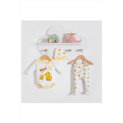 Детский комплект из трех предметов с шапочкой и изображением цыплёнка BB2021MD000019