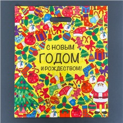 Пакет "Забавы", глянец полиэтиленовый с вырубной ручкой, 38х45 см. Новый год