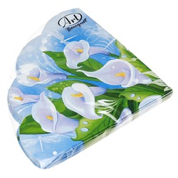 Салфетки бумажные "Art Bouquet Rondo" д32см, 3-х слойные, 12 штук в упаковке, 100% целлюлоза, "Белые лилии" (Россия)