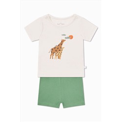 MORI Cream Organic Cotton & Bamboo Giraffe Short Pyjama Set