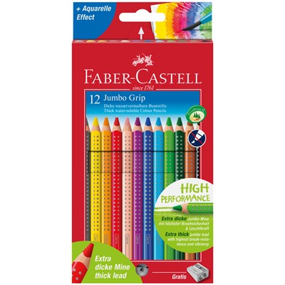 Карандаши цветные Faber-Castell "Jumbo Grip", 12цв., трехгран., утолщен., заточен., картон, европодв