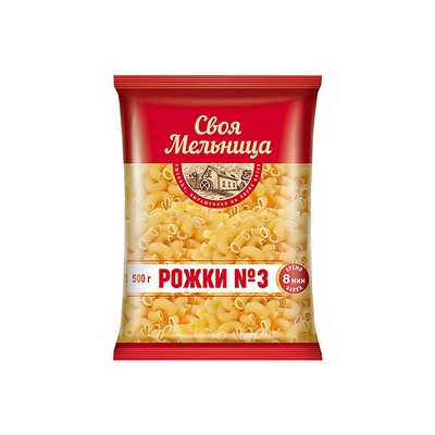 «Своя Мельница», макаронные изделия «Рожки №3», 500 г