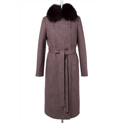 02-3129 Пальто женское утепленное (пояс) Микроворса вино