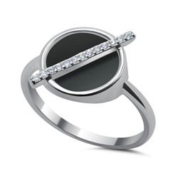 Серебряное кольцо с ониксом и куб.цирконием