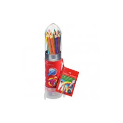 Карандаши цветные Faber-Castell "Grip", 15цв., трехгран., заточен.+ точилка, метал. кор. в форме ракеты