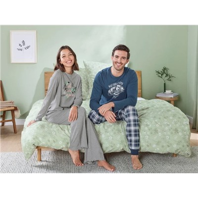 esmara® Damen Pyjama mit Kräuselkante und Rundhalsausschnitt