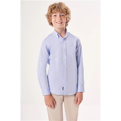 Детская рубашка стандартного кроя с длинными рукавами для мальчиков, синяя GM23Y231162_D35