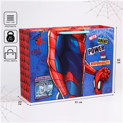 Пакет подарочный, 61х46х20 см, упаковка, Человек-паук