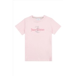 Juicy Couture Classic Fit Girls Pink Diamante T-Shirt