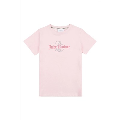 Juicy Couture Classic Fit Girls Pink Diamante T-Shirt