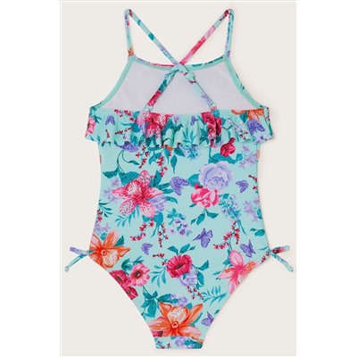 Monsoon Blue Botanical Frill Swimsuit