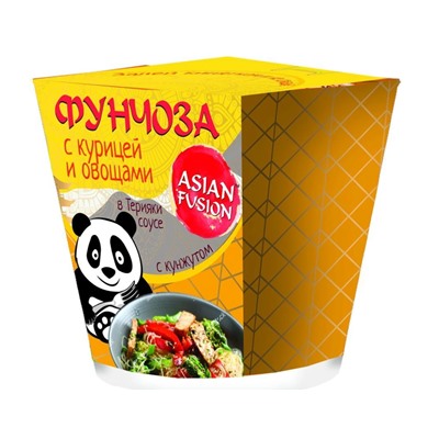 ASIAN FUSION Фунчоза с курицей и овощами в соусе Терияки с кунжутом картон 68г