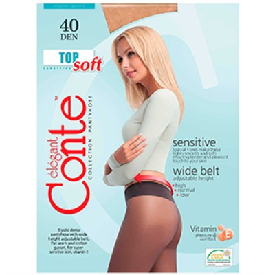 Колготки Conte Top Soft (Конте Топ Софт), Nero (черный), 40 den, 2 размер