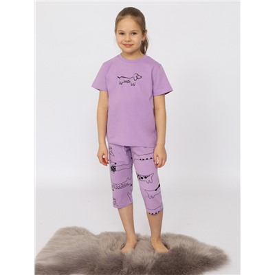 CSJG 50173-45 Пижама для девочки (футболка, бриджи),лаванда