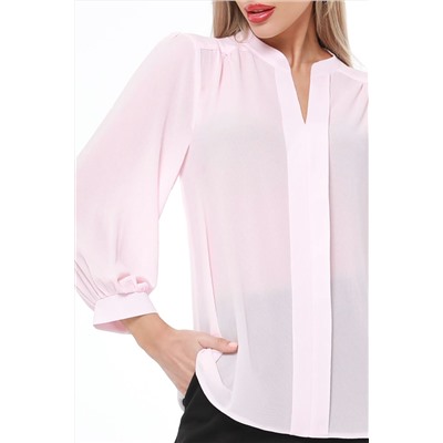 Блузка бледно-розовая с v-образным вырезом Шарлиз, кокетка