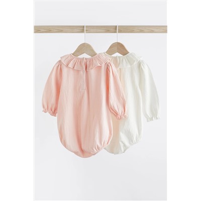 Pink and White Textured Baby Bodysuit 2 Pack