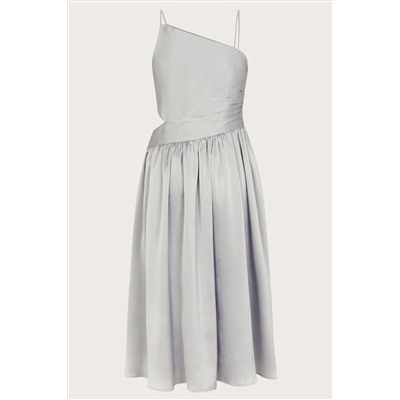 Monsoon Silver Satin Cut-Out Prom Dress