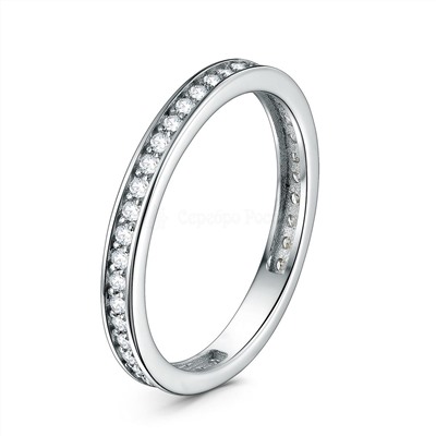Кольцо из серебра с фианитами родированное 04-301-0062