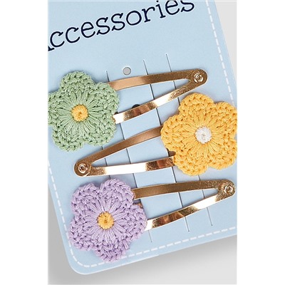 JoJo Maman Bébé 3-Pack Crochet Flower Clips