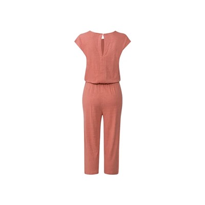 esmara® Damen Leinen-Jumpsuit, 3/4 Länge, mit Schlitz und Knopf im Nacken