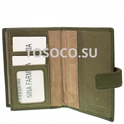 nf-9320-3-b green обложка для документов Nina Farmina натуральная кожа 14x12x2