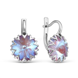 Серьги из серебра с кристаллами Swarovski Лаванда родированные 925 пробы 0004ср-001L144D