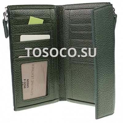 15 9920 green кошелек GENUINE LEATHER натуральная кожа 9x19x2